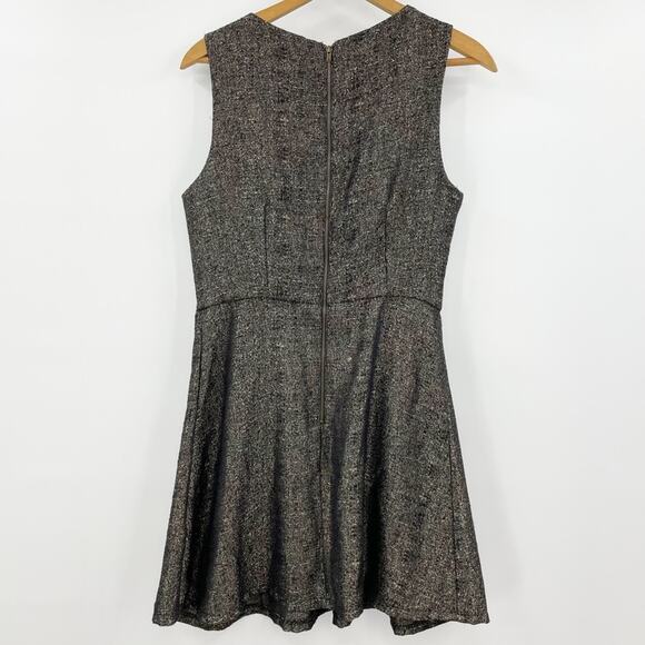 One Clothing Black Gold Metallic Skater Dress M Sleeveless Party Grunge Goth - Picture 5 of 7